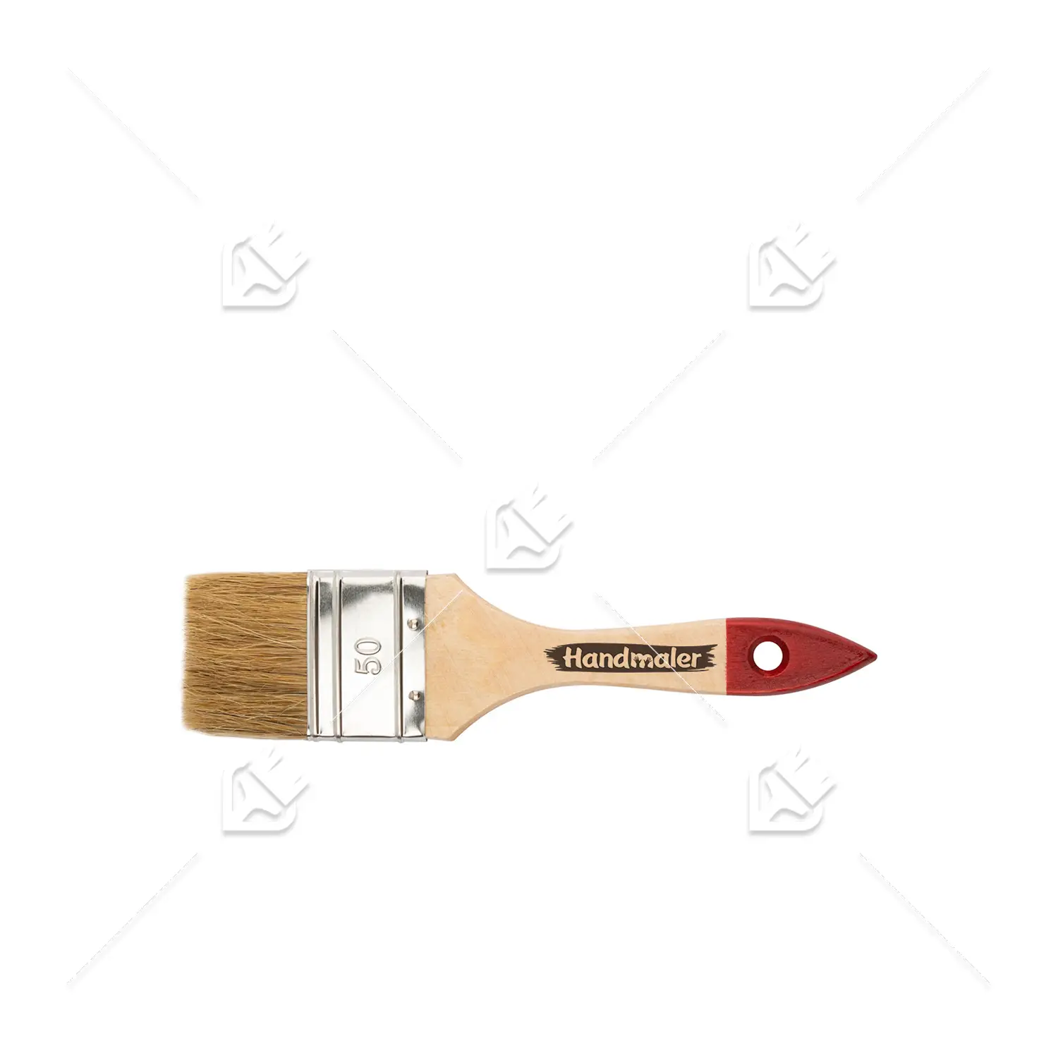 Кисть плоская Handmaler светлая натуральная щетина деревянная лакированная ручка 50 мм.