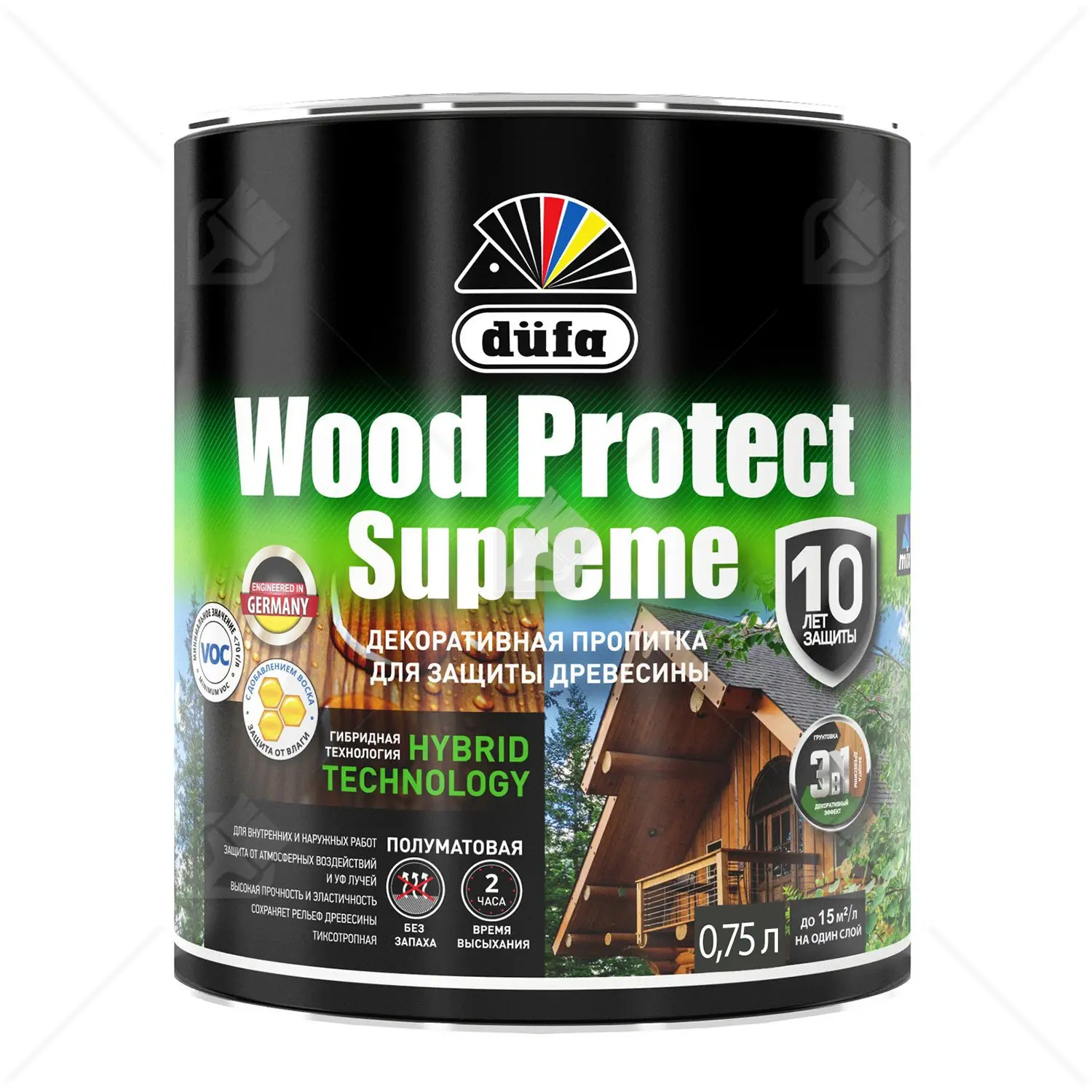 Пропитка декоративная для защиты древесины Dufa Wood Protect Supreme бесцветная 0,75 л
