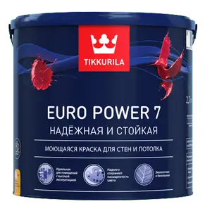 Краска интерьерная Tikkurila EURO POWER 7 А моющаяся, матовая 9л