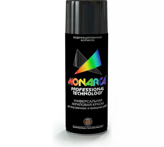 Краска универсальная аэрозольная акриловая Eastbrand Monarca глянцевая RAL 9005 черная 520 мл.