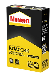 Клей для виниловых и бумажных обоев Момент Классик 500 г.