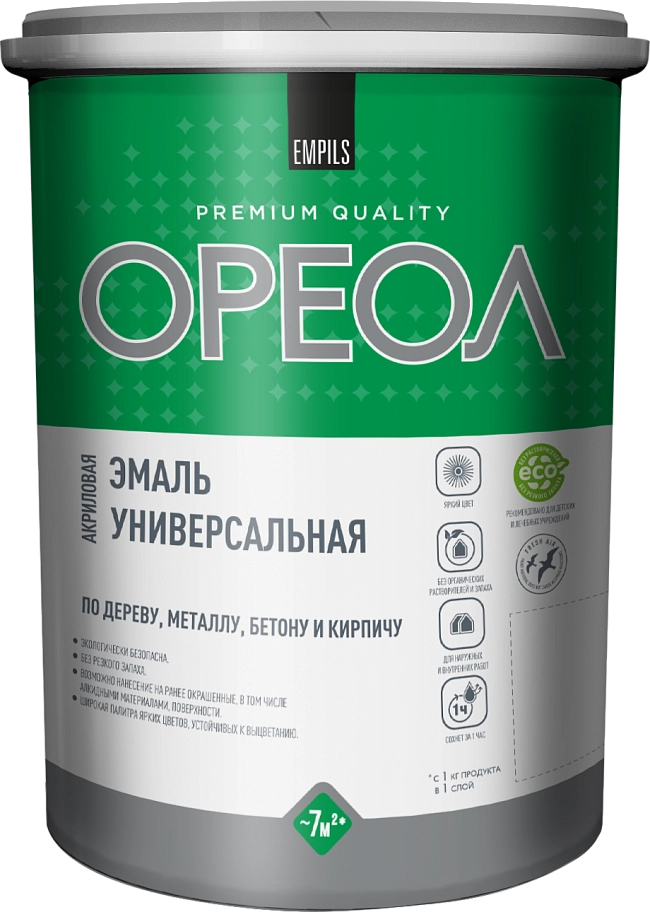 Эмаль универсальная акриловая Ореол матовая белая 3 кг