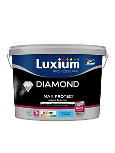 Краска для стен и потолков водно-дисперсионная Luxium Diamond Max Protect матовая база BW 9 л.