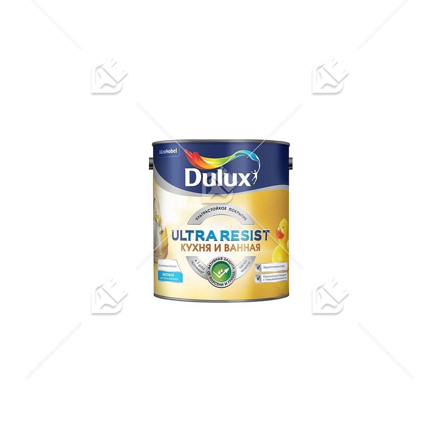 Краска для кухни и ванной латексная Dulux Ultra Resist матовая база BW 2,5 л.