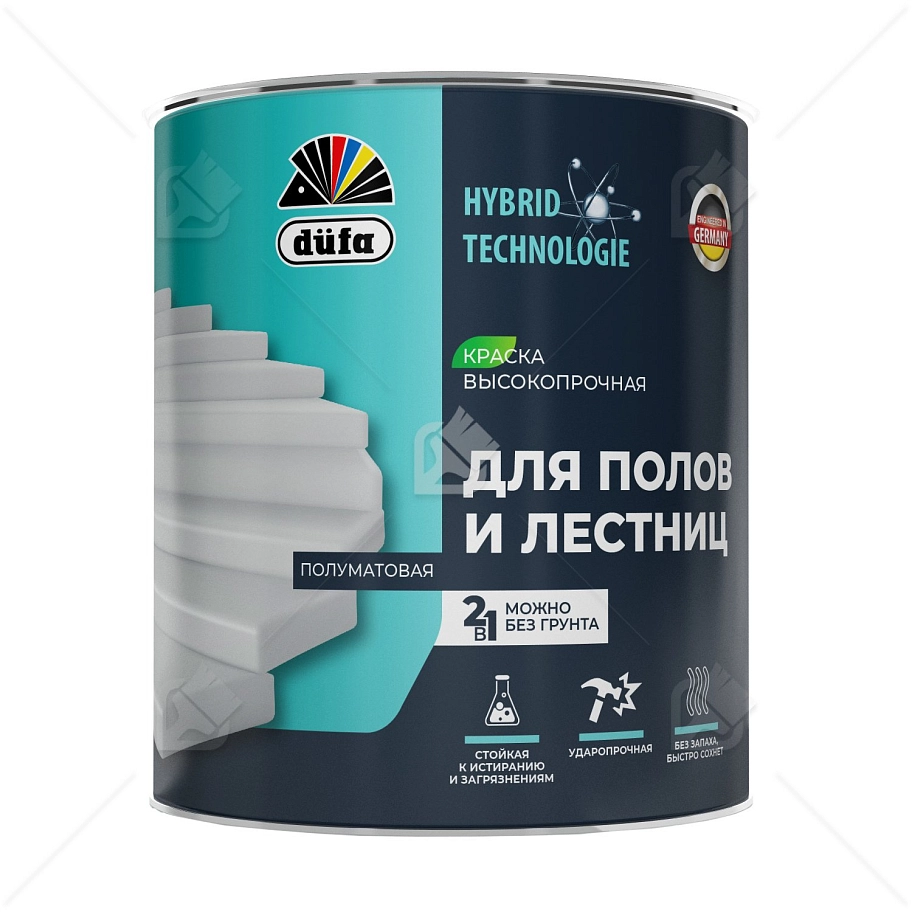 Эмаль для полов и лестниц Dufa акриловая полуматовая белая 0,75 л