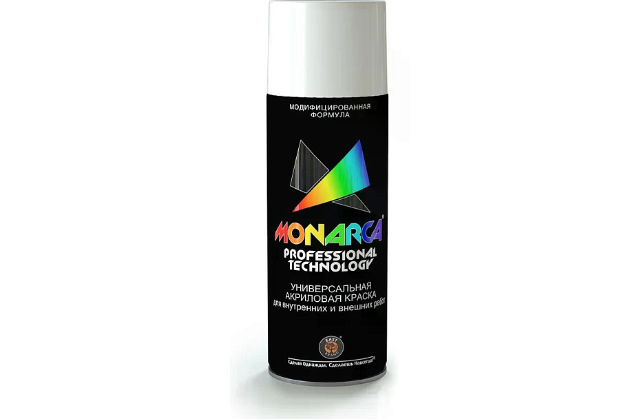 Краска универсальная аэрозольная акриловая Eastbrand Monarca глянцевая RAL 9003 белая 520 мл.