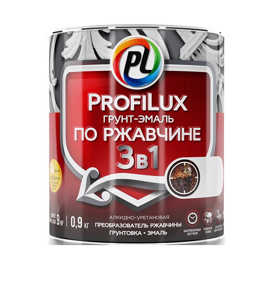 Грунт-эмаль на ржавчину 3 в 1 Profilux полуматовая белая 1,9 кг.