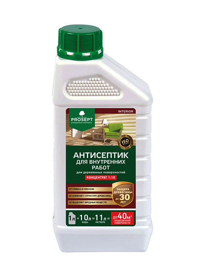 Антисептик защитный для древесины водный Prosept Interior концентрат 1:10 1 л.