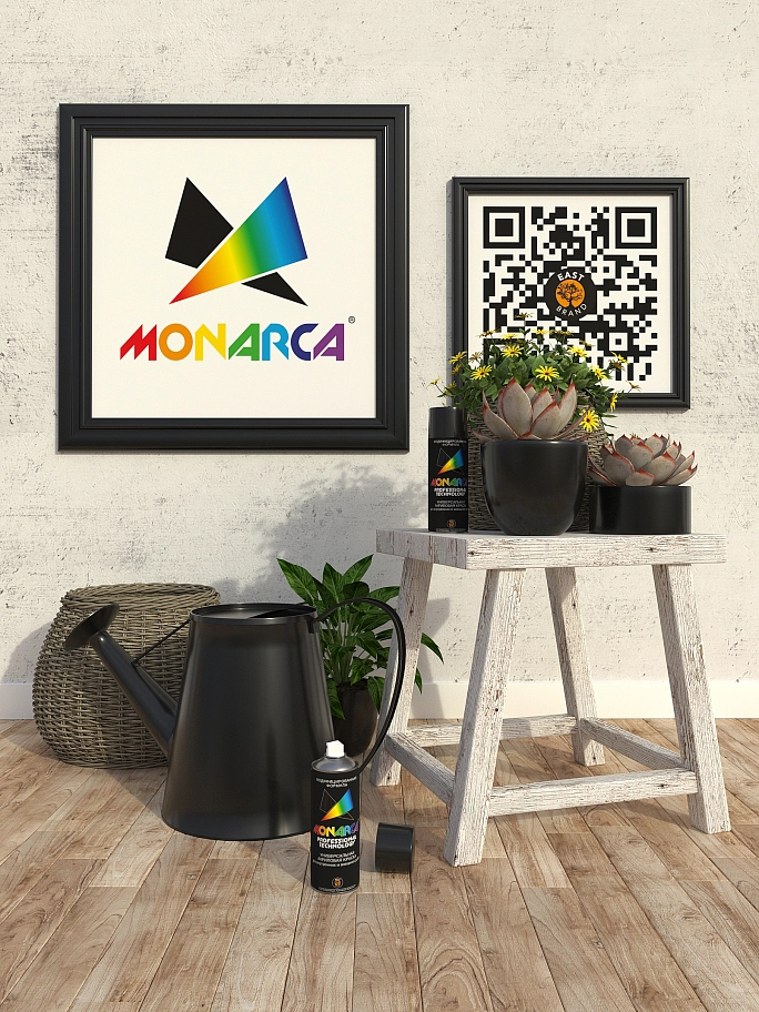 Краска универсальная аэрозольная акриловая Eastbrand Monarca глянцевая RAL 9005 черная 520 мл.