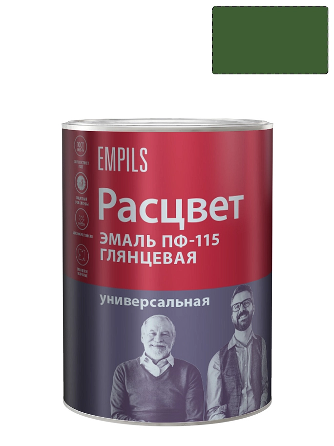 Эмаль ПФ-115 универсальная алкидная Расцвет глянцевая темно-зеленая 0,9кг
