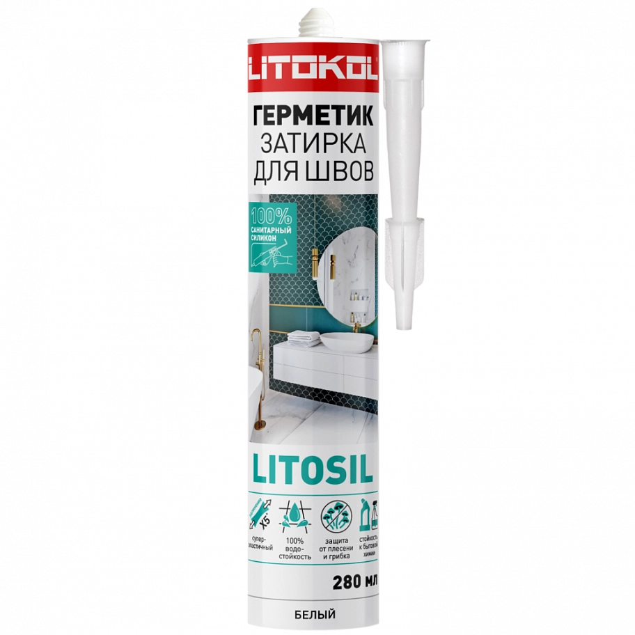 Герметик санитарный силиконовый Litokol Litosil прозрачный 280 мл