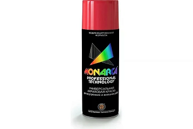 Краска универсальная аэрозольная акриловая Eastbrand Monarca RAL 3020 светофорно-красная 520 мл.