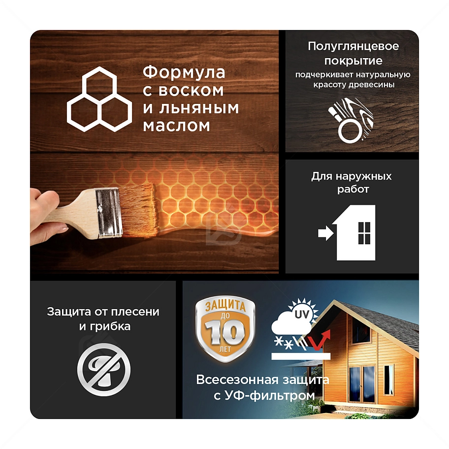 Пропитка декоративная для защиты древесины Pinotex Ultra AWB полуглянцевая сосна 9 л