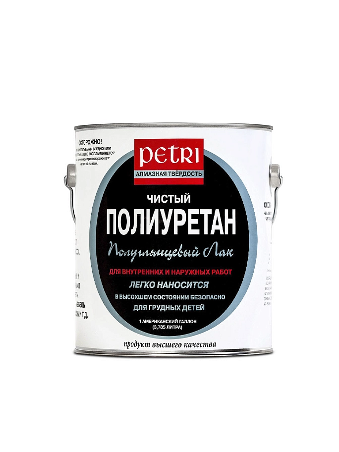 Лак для деревянных поверхностей Petri DIAMOND HARD полуглянцевый 3,78л