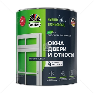 Краска для окон, дверей и откосов Dufa акриловая полуглянцевая база 3 0,65 л